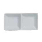 Thumbnail image #1 for Steelite Varick, A La Carte 6900E595 Porcelain Rectangular Double-Well Tray, 4 oz., 5-3/4" x 2-7/8" x 1-1/8"H 1 Dozen