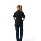 Thumbnail image #2 for Chef Works CBN03W-BLK-S Women's Black Poly/Cotton Short-Sleeve Chef Coat, Small