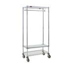 Thumbnail image #1 for Eagle Group URS1848C Mobile Garment Rack, 48"W x 18"D x 80"H, 2 Wire Shelves, 1 Solid Shelf, Hanger Bar, Chrome-Plated