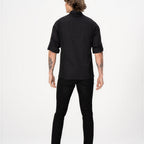 Thumbnail image #2 for Chef Works BCMC010-BLK-2XL Men's Long-Sleeve Chef Coat, Black, 2XL, 65/35 Poly/Cotton, Concealed Snap-Front