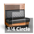 Thumbnail image #1 for JustChair Manufacturing JBSB-WSS-SBT-TQ-60-GR1/COM Three-Quarter Circle Booth with 3 Corners, Wood Frame, Upholstered Button-Tufted Back