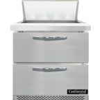 Thumbnail image #2 for Continental Refrigerator SW32N8-FB-D 32" Refrigerated Sandwich Prep Table, Front-Breathing, 2 Drawers, 8-Pan Top