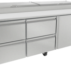 Thumbnail image #1 for Asber APTP 93 D4 Refrigerated Pizza Prep Table, 4 Drawers, Stainless Steel, Poly Cutting Board, 93-3/4"W