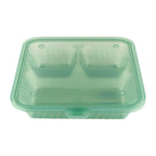 Thumbnail image #1 for Dinex DXEC-09-1-JA Reusable 3-Compartment Square Food Container, Polypropylene, Jade, 9 x 9 x 3-1/2 in.