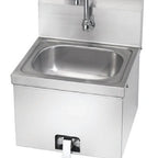 Thumbnail image #4 for Krowne HS-15 Wall-Mounted Stainless Steel Hand Sink with Gooseneck Faucet, Knee Pedal Valve and 8-Inch Backsplash