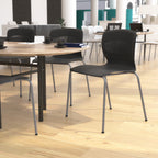Thumbnail image #2 for Flash Furniture Hercules RUT-NC618-BK-GG Commercial Stack Chair, 770 lb Capacity, Ergonomic Lumbar Support, Black, Silver Steel Frame