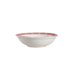 Thumbnail image #1 for CAC China Red Gate 105-44 Porcelain Round Sauce Dish, 3-3/4" Diameter x 1-1/8" High, Red/Bone White Case of 15 Dozen