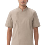 Thumbnail image #1 for Chef Works BCSZ009-KHA-2XL Short-Sleeve Chef Coat, Khaki, 2XL
