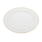 Thumbnail image #1 for Kadra Kitchenware Vikko Luxe VL-2044-ODG Oval Serving Dish, 14 in, White with Gold Accents Case of 12