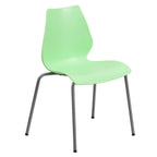 Thumbnail image #1 for Flash Furniture Hercules RUT-288-GREEN-GG Commercial Outdoor Stacking Chair, Green Polypropylene Seat and Back, Metal Frame