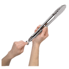 Thumbnail image #2 for Browne USA Foodservice 57579 Stainless Steel Tongs, 16", Push/Pull Locking Mechanism, Hanging Loop, Dishwasher Safe