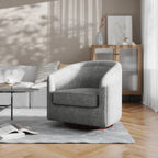 Thumbnail image #2 for Flash Furniture BS-AC22-064-GRY-GG Commercial Barrel Accent Armchair, 360° Swivel, Metal Base, Gray Fabric Upholstery