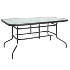 Thumbnail image #1 for Flash Furniture TLH-089-GG Rectangular Patio Table, 55"W x 31-1/2"D x 27-1/2"H, Clear Tempered Glass Top, Black Powder-Coated Metal Frame