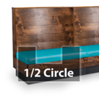 Thumbnail image #1 for JustChair Manufacturing JBSB-WCP-HC-48-GR1/COM Half-Circle Banquette Booth, 2 Corners, Wood-Clad Frame, Upholstered Seat, 48"H