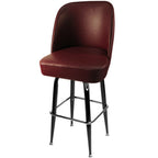 Thumbnail image #1 for Oak Street SL3133 Upholstered Vinyl Swivel Bar Stool with Bucket Seat, Gloss-Black Square Frame and Chrome Footring