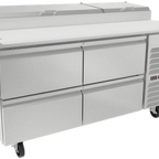 Thumbnail image #1 for Asber APTP 67 D4 Refrigerated Pizza Prep Table, 4 Drawers, Stainless Steel, Poly Cutting Board, 67.25"W