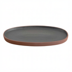 Thumbnail image #1 for Cardinal Terra Grey by Maria Portugal Terracota FP759 Oval Stoneware Tray, Terra Grey, 11.5 x 7.5 in