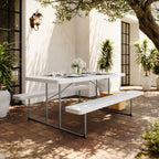 Thumbnail image #1 for Flash Furniture RB-EBB-3072FD-MND-WH-GG Folding Picnic Table with Benches, Granite White HDPE, 59.5"W x 72"D x 29.25"H