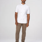 Thumbnail image #1 for Chef Works CBN02-WHT-XL Short-Sleeve Chef Coat, White, Men's XL, Poly/Cotton Stretch