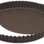 Thumbnail image #1 for JB Prince M145 9.5NS 9-1/2" Round Fluted Tart Mold, Removable Bottom, Non-Stick Tinned Steel