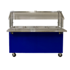 Thumbnail image #1 for SecoSelect Foundation Series HC-91 Mobile Hot Food Serving Counter, 93"W x 30"D, 6 Stainless Steel Wells, Open Cabinet Base