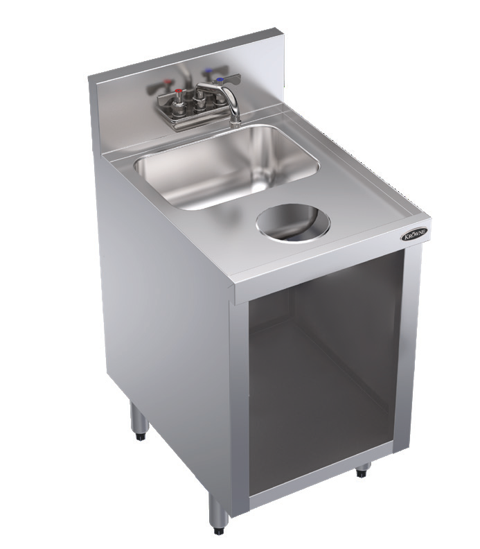 Product image #5 for Krowne Royal Series Underbar Hand Sink Unit with Open Front Cabinet Base, 18"W x 24"D