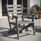 Thumbnail image #2 for Flash Furniture LE-HMP-2037-10-GRY-GG Recycled HDPE Adirondack Chair with Single Fold-Out Cup Holder, Gray
