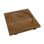 Thumbnail image #1 for Korin Inc IMP-08435 Square Wooden Buffet Base, Footed, Brown, 8-1/4" x 8-1/4" x 4/5", 6-1/2" Circular Indentation