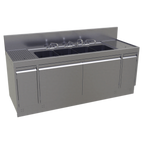 Thumbnail image #1 for Glastender, Inc. Elevation E-FS-72 Four-Compartment Underbar Sink Unit, 72"W x 24"D, Left and Right Drainboards, Stainless Steel