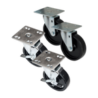 Thumbnail image #1 for Component Hardware CSTPK-5PUP Plate Caster Pack, 5-Inch Polyolefin Wheels, 2 Swivel/2 Brake, 250 lb Capacity Each