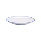 Thumbnail image #1 for G.E.T. Settlement Bistro CS-900-W/CB 9" Round Melamine Dinner Plate, White with Cobalt Blue Trim Dozen Case of 2 Dozen