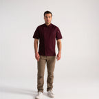 Thumbnail image #1 for Chef Works BCSZ009-MER-M Short-Sleeve Unisex Chef Coat, Poly/Cotton Blend, Burgundy, Medium