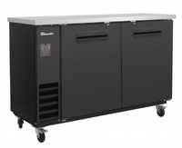 Blue Air FSE LLC BLNBB-60B-HC Two-Section Back Bar Cooler, 2 Solid Locking Doors, Stainless Steel Top, Black Exterior