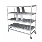 Thumbnail image #1 for SPG International Kelmax 4H1496 Adjustable 3-Tier Aluminum Tray Drying Rack, 3-Inch Guide Spacing, 6-Inch Swivel Stem Casters
