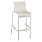 Thumbnail image #1 for Grosfillex Sunset US300096 Outdoor Stacking Bar Stool, Armless, Textilene Sling, Glacier White Aluminum Frame Case of 8