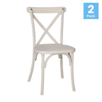 Thumbnail image #1 for Flash Furniture RESXB-WHITE-2 Stackable White Resin X-Back Chair with Steel Core