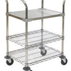 Thumbnail image #1 for Eagle Group EU3-1824CS 3-Tier Utility Cart, 24"W x 18"D, 500 lb Capacity, Stainless Steel and Chrome Wire Shelves