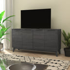 Thumbnail image #2 for Flash Furniture EM-0372-BK-GG TV Stand for up to 64-inch TVs with 2 Adjustable Shelves, 4 Doors, Black Wash Finish