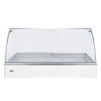 Thumbnail image #1 for Summit Commercial NOVAGDC53KIT Sneeze Guard Kit with Curved Glass Front, Glass Sides, and Brushed Aluminum Work Surface
