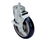 Thumbnail image #1 for Component Hardware CMT5-5PBB Threaded Stem Swivel Caster, 5" Polyurethane Wheel, Side Brake, 250 lb Capacity