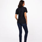 Thumbnail image #2 for Chef Works Z650W-BLK-4XL Women's Short-Sleeve Black Polyester Polo Shirt, Button Front, 4XL