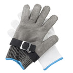Thumbnail image #1 for TableCraft Products 11739 Large Woven Stainless Steel Cut-Resistant Glove with Blue Cuff Case of 12