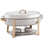 Thumbnail image #1 for Alegacy Foodservice Products Top-Shelf AL428GA 6-Quart Oval Stainless Steel Chafing Dish with Pull-Top Cover and Canned Heat