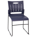 Thumbnail image #1 for Flash Furniture Hercules RUT-2-NVY-BK-GG Navy Plastic Stacking Chair, 881 lb Capacity, Perforated Back, Black Sled Base