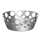 Thumbnail image #1 for TableCraft Products 7177 Round Stainless Steel Serving Basket with Circle Cutouts, 7-5/8" Dia. x 3-1/8" H Case of 12