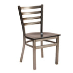 Thumbnail image #1 for G & A Commercial Seating Dante 513-D SS Stackable Metal Side Chair with Ladder Back and Solid Wood Saddle Seat