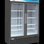 Thumbnail image #6 for Serv-Ware GF48B-HC 2-Door 49 Cu. Ft. Black Glass Door Merchandiser Freezer, Self-Contained Bottom-Mounted Refrigeration