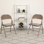 Thumbnail image #2 for Flash Furniture Hercules HF3-MC-309AS-BGE-GG Beige Steel Folding Chair with Metal Seat and Back, Triple-Braced Frame