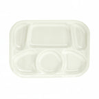 Thumbnail image #1 for Thunder Group ML803W 6-Compartment Rectangular Melamine Tray, 13" x 9-1/2", White Case of 2 Dozen