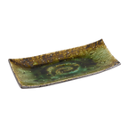 Thumbnail image #1 for Korin Inc PLL-264 Rectangular China Plate, 10-3/4 x 4-1/2 x 1-1/4 in, Spiral Design, Black